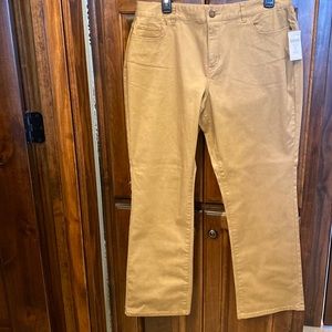 Coldwater Creek Khaki Tan Premium Denim Mini Bootcut Leg Pants Size P14